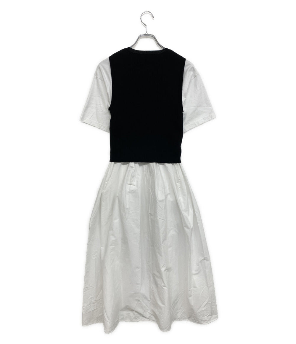 美品 ENFOLD 半袖ワンピース クラシック天竺 CUT×KNIT DRESS 22ss 300FS883-1070 レディース SIZE 36 エンフォルド