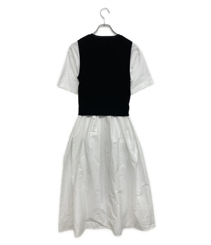 美品 ENFOLD 半袖ワンピース クラシック天竺 CUT×KNIT DRESS 22ss 300FS883-1070 レディース SIZE 36 エンフォルド