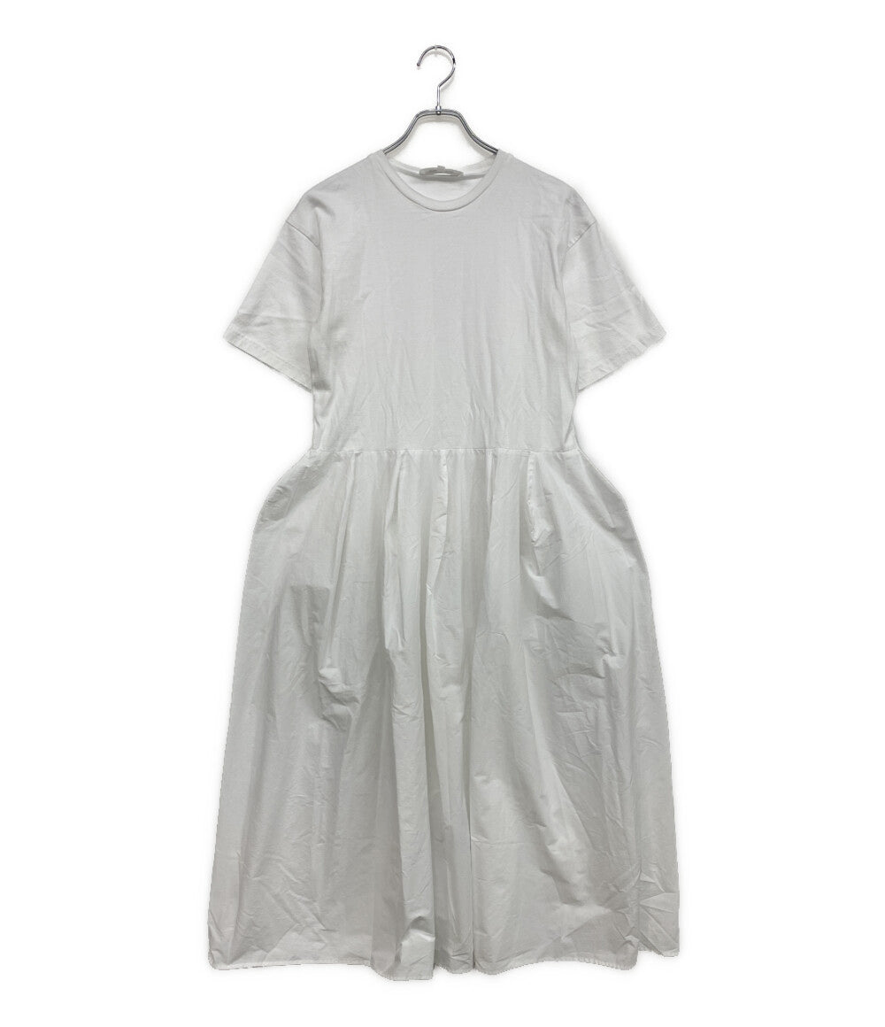 美品 ENFOLD 半袖ワンピース クラシック天竺 CUT×KNIT DRESS 22ss 300FS883-1070 レディース SIZE 36 エンフォルド