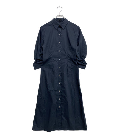theory 五分袖ワンピース シャツワンピ ネイビー 01-6105209-770-702 レディース SIZE 2 セオリー