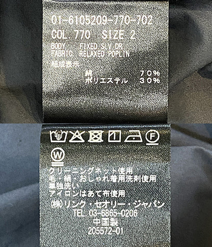 theory 五分袖ワンピース シャツワンピ ネイビー 01-6105209-770-702 レディース SIZE 2 セオリー
