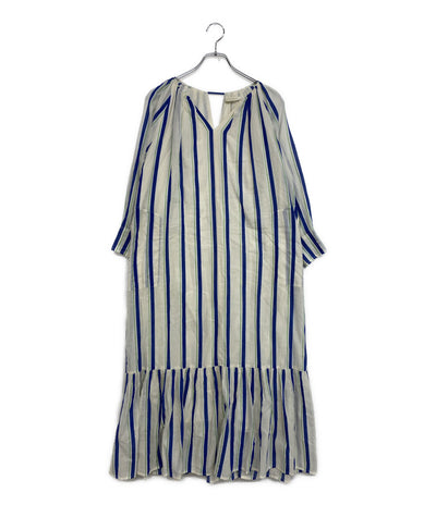 ne quittez pas 七分袖ワンピース インド綿 ストライプ 010451GR1 レディース SIZE S ヌキテパ