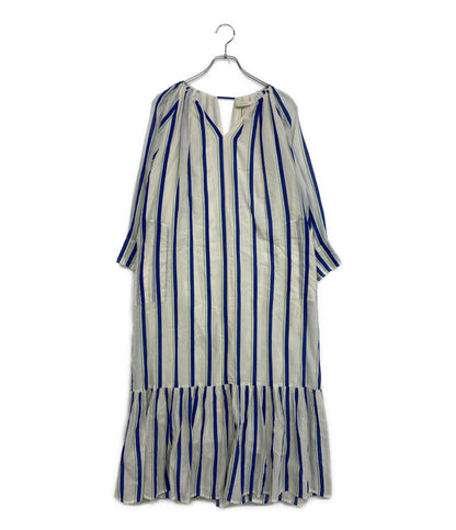 ne quittez pas 七分袖ワンピース インド綿 ストライプ 010451GR1 レディース SIZE S ヌキテパ