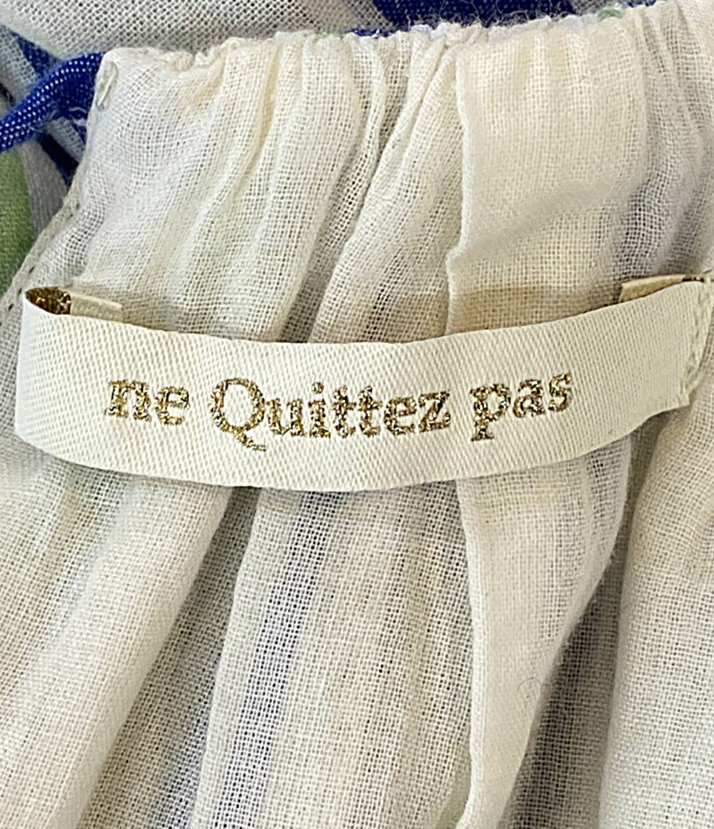 ne quittez pas 七分袖ワンピース インド綿 ストライプ 010451GR1 レディース SIZE S ヌキテパ