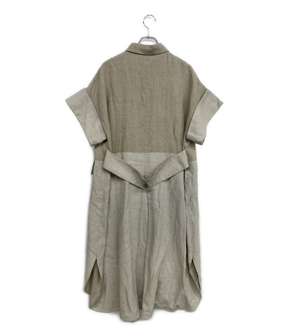 美品 ADORE 半袖ワンピース グランプリント麻100% 20ss 531-0140319 レディース SIZE 38 アドーア