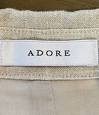 美品 ADORE 半袖ワンピース グランプリント麻100% 20ss 531-0140319 レディース SIZE 38 アドーア