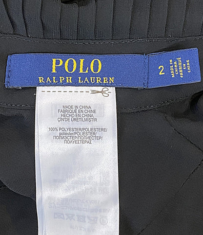 POLO RALPH LAUREN 長袖ワンピース シフォンプリーツ ブラック インナー付 レディース SIZE 2 ポロ・ラルフローレン