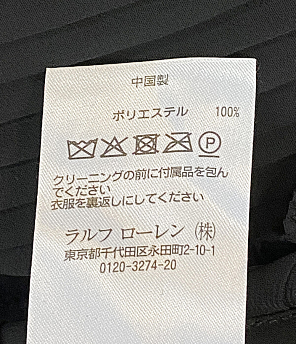 POLO RALPH LAUREN 長袖ワンピース シフォンプリーツ ブラック インナー付 レディース SIZE 2 ポロ・ラルフローレン