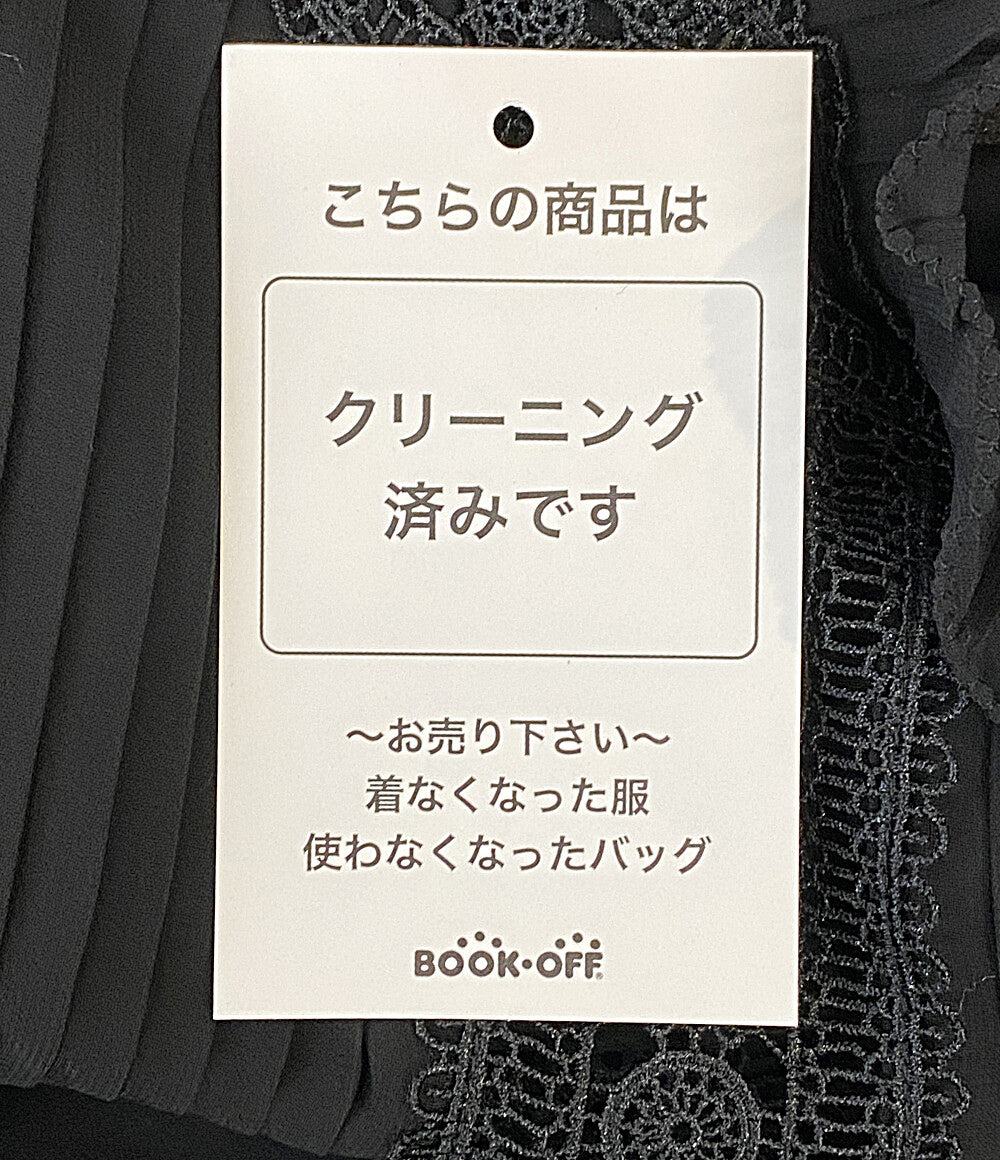 POLO RALPH LAUREN 長袖ワンピース シフォンプリーツ ブラック インナー付 レディース SIZE 2 ポロ・ラルフローレン
