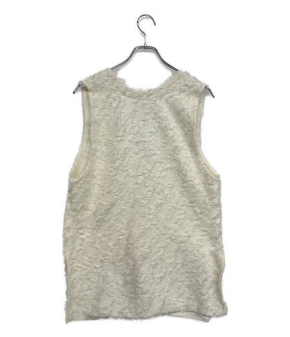 美品 BEARDSLEY ベスト ホワイト フリンジ BEZ1041107A0002 レディース SIZE F ビアズリー