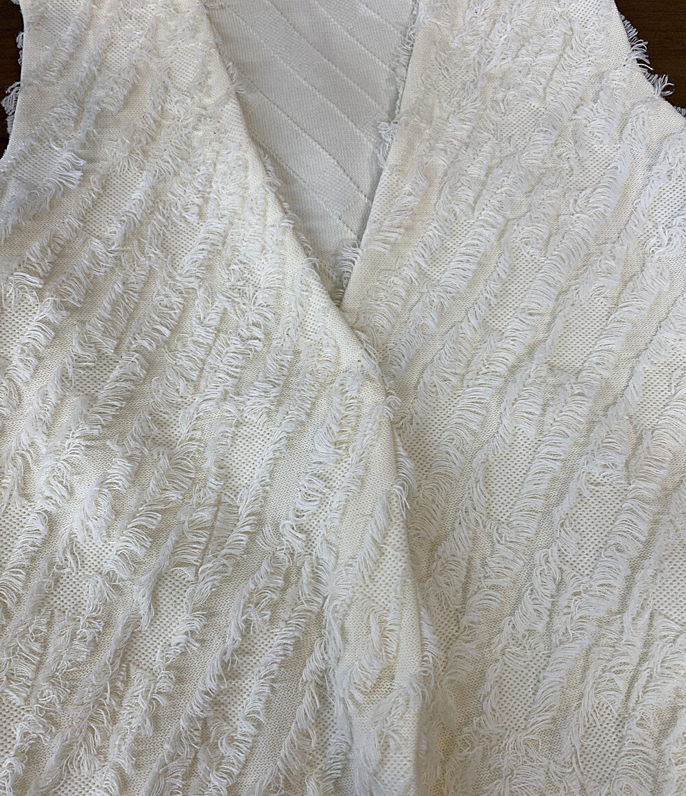 美品 BEARDSLEY ベスト ホワイト フリンジ BEZ1041107A0002 レディース SIZE F ビアズリー