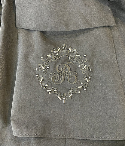 美品 Rene 半袖ワンピース サイドポケット刺繍ビーズ ブラック 6226150 レディース SIZE 34 ルネ