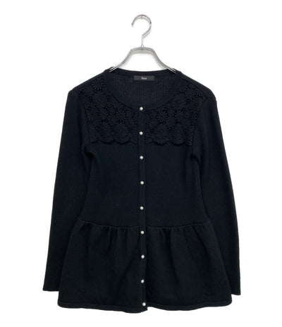 美品 Rene カーディガン レース ペプラムレース ブラック 5332150 レディース SIZE 34 ルネ