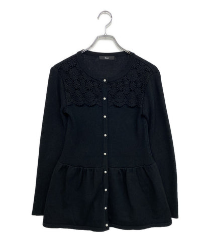 美品 Rene カーディガン レース ペプラムレース ブラック 5332150 レディース SIZE 34 ルネ