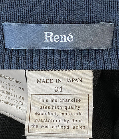 美品 Rene カーディガン レース ペプラムレース ブラック 5332150 レディース SIZE 34 ルネ