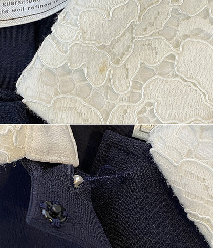 Rene 半袖ワンピース レースカラー パールボタン ネイビー 21SS 5116210 レディース SIZE 34 ルネ