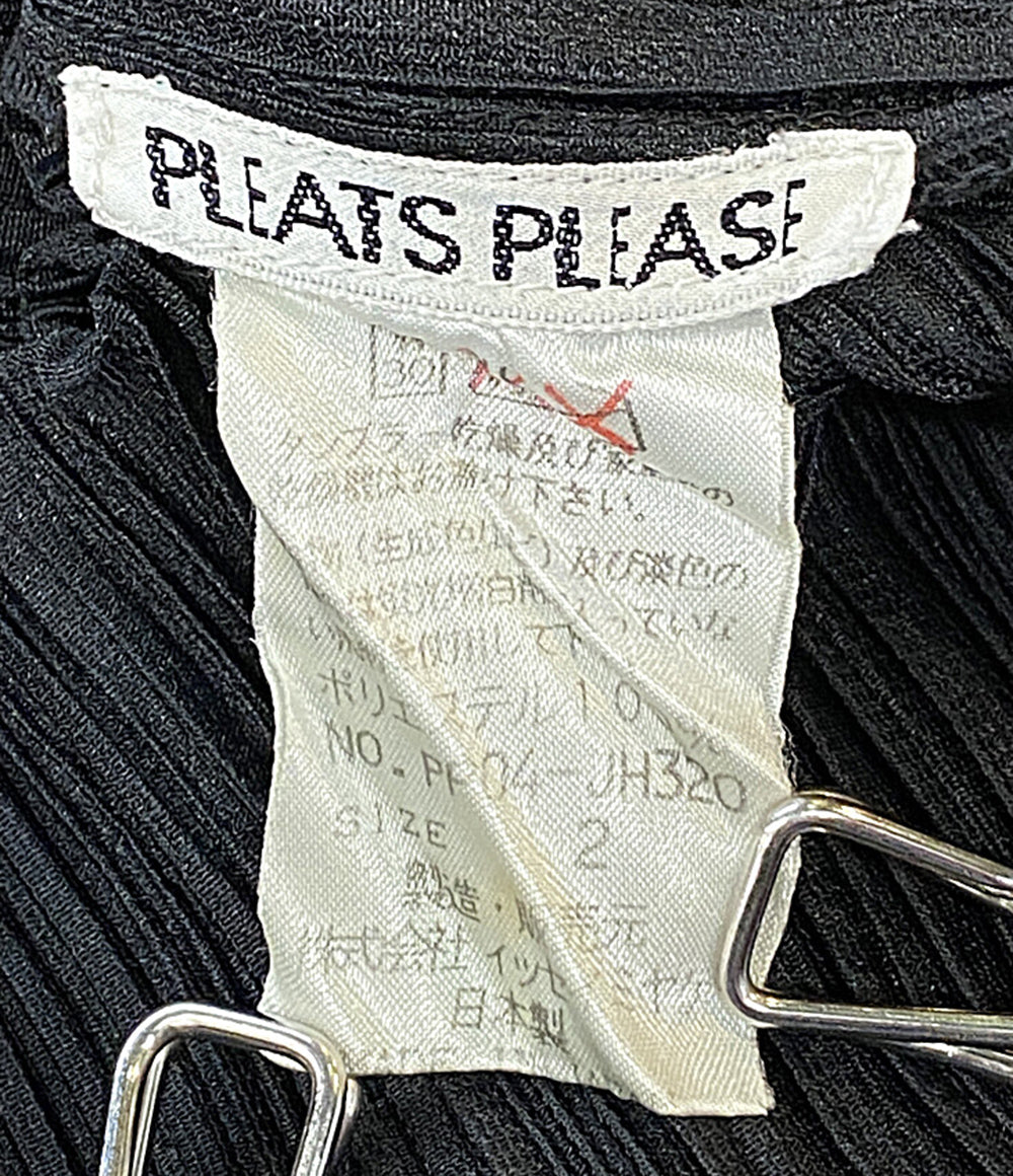 美品 PLEATS PLEASE ノースリーブワンピース フロントジップ ブラック pp04-jh320 レディース SIZE 2 プリーツプリーズ