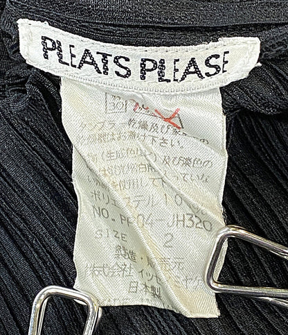 美品 PLEATS PLEASE ノースリーブワンピース フロントジップ ブラック pp04-jh320 レディース SIZE 2 プリーツプリーズ