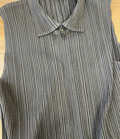 美品 PLEATS PLEASE ノースリーブワンピース フロントジップ ブラック pp04-jh320 レディース SIZE 2 プリーツプリーズ