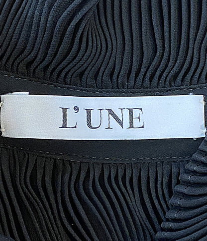 L'UNE リュンヌ 七分袖ワンピース プリーツトップバックサテンドレス LU194-201 レディース SIZE 2