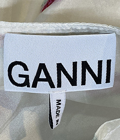 美品 GANNI オーガンザ ジャガードミニワンピース 半袖 4251649538 レディース SIZE 38 ガニー