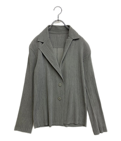 ISSEY MIYAKE テーラードジャケット プリーツ グレー IM42FD421 レディース SIZE 2 イッセイミヤケ