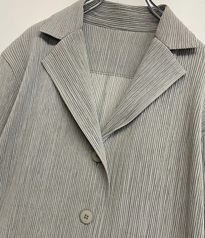 ISSEY MIYAKE テーラードジャケット プリーツ グレー IM42FD421 レディース SIZE 2 イッセイミヤケ