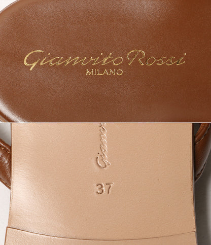 美品 Gianvito Rossi フラットサンダル ブラウン レザー レディース SIZE 37 ジャンヴィトロッシ
