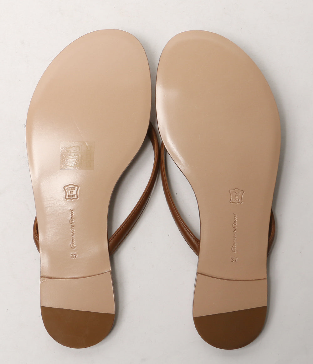 美品 Gianvito Rossi フラットサンダル ブラウン レザー レディース SIZE 37 ジャンヴィトロッシ