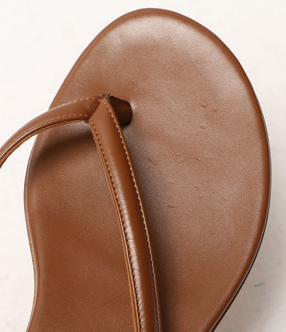 美品 Gianvito Rossi フラットサンダル ブラウン レザー レディース SIZE 37 ジャンヴィトロッシ