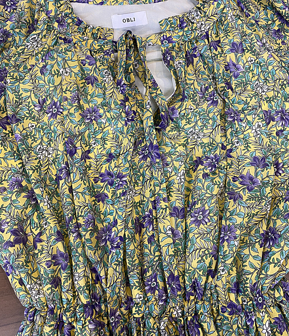 美品 OBLI オブリ フレンチスリーブワンピース 10ZKNKD4-M レディース SIZE M
