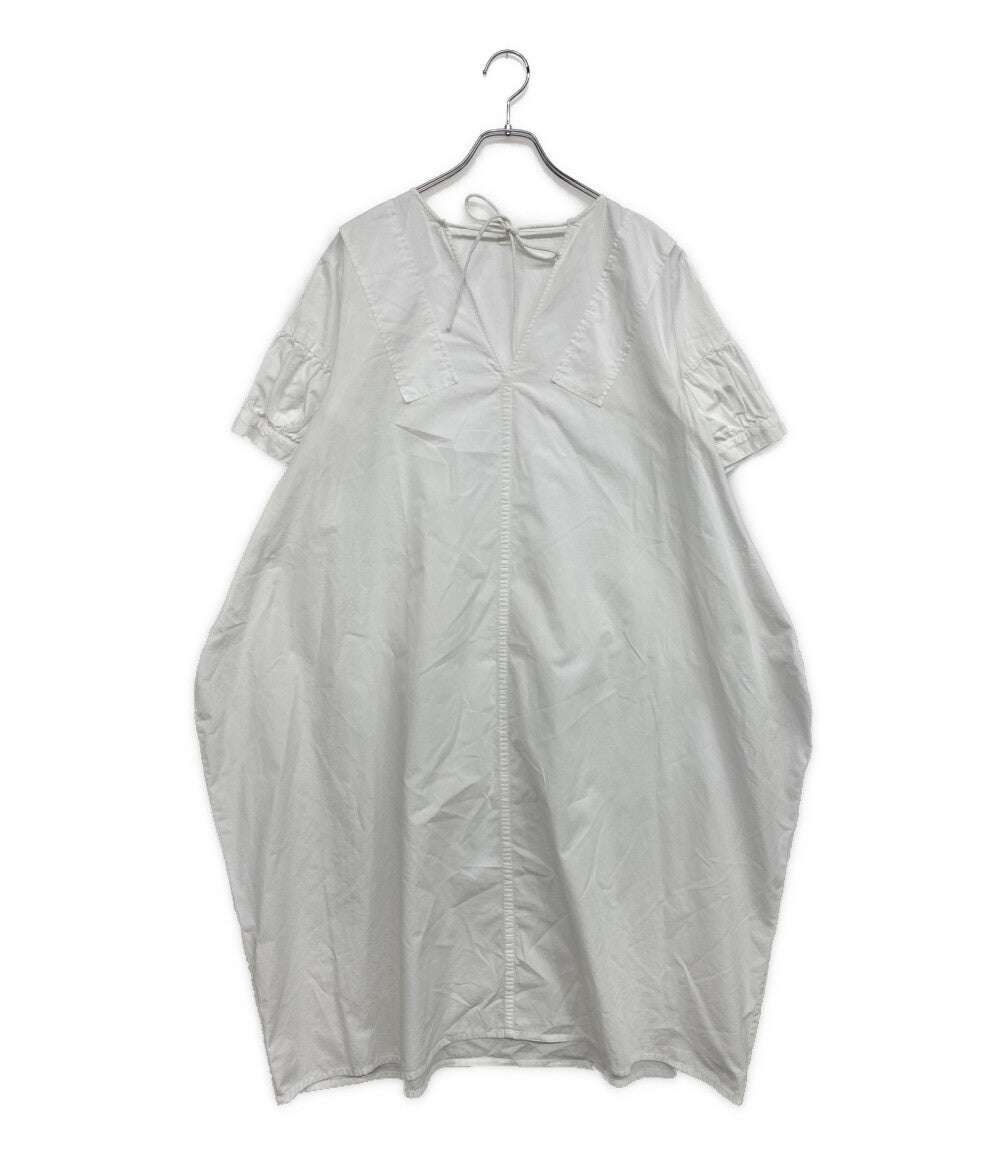 美品 SEEALL シーオール 半袖ワンピース GATHER SLEEVE SMOK DRESS SAW23DR301 レディース SIZE 36