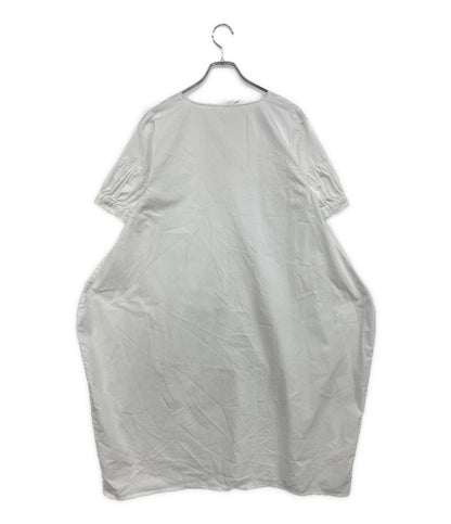 美品 SEEALL シーオール 半袖ワンピース GATHER SLEEVE SMOK DRESS SAW23DR301 レディース SIZE 36