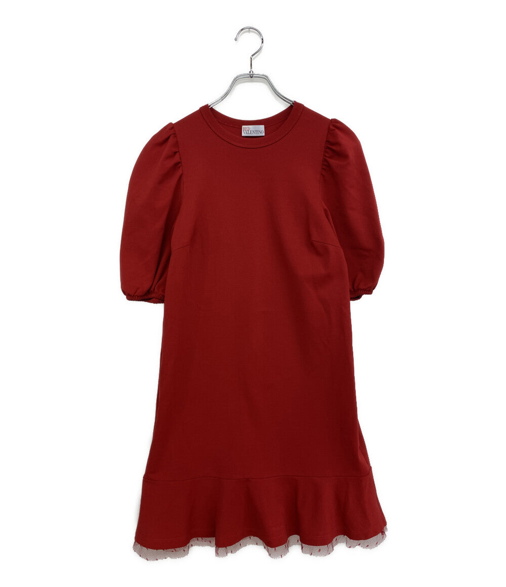 RED VALENTINO ドレス パフスリーブドレス レッド ストレッチ UR3MJ05H5C8 レディース SIZE S レッドヴァレンティノ