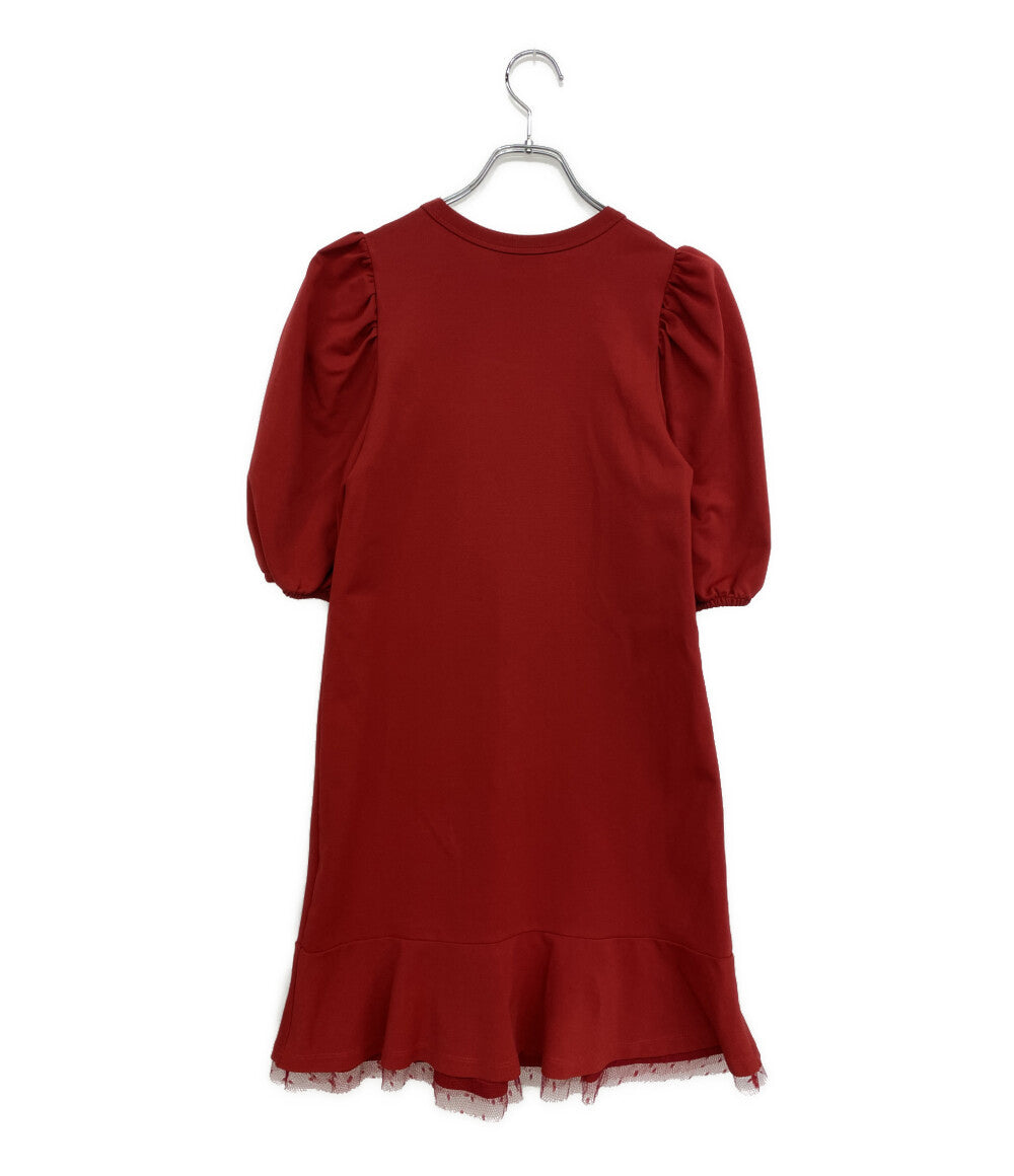 RED VALENTINO ドレス パフスリーブドレス レッド ストレッチ UR3MJ05H5C8 レディース SIZE S レッドヴァレンティノ