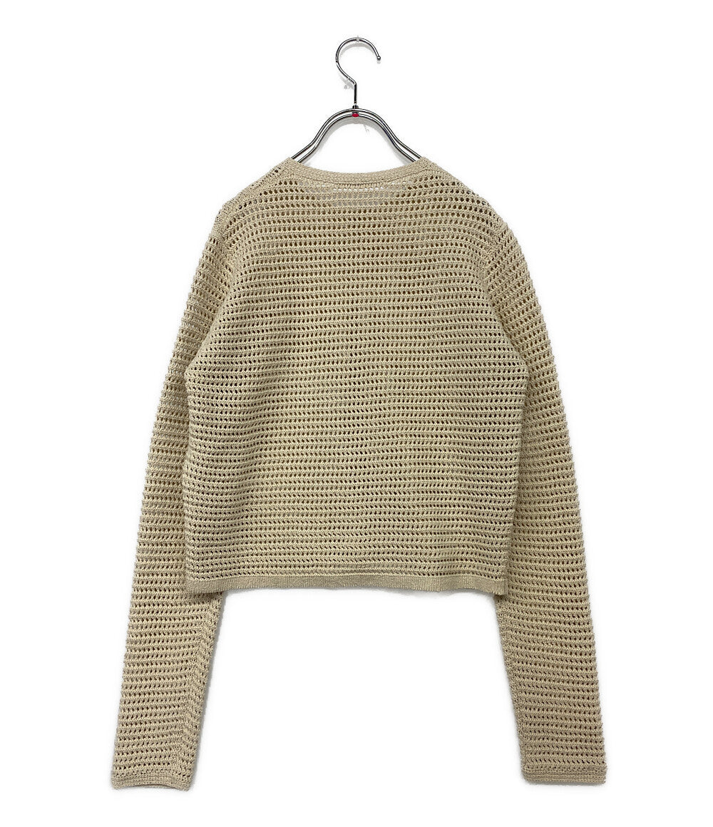 美品 AURALEE メッシュニットカーディガン アイボリー 26SS A26SC03SS