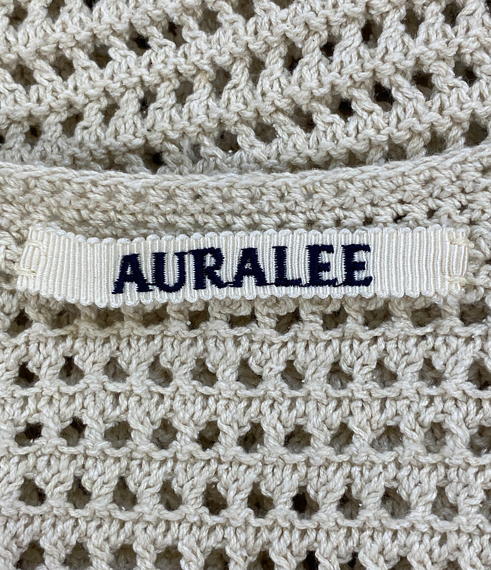 美品 AURALEE メッシュニットカーディガン アイボリー 26SS A26SC03SS