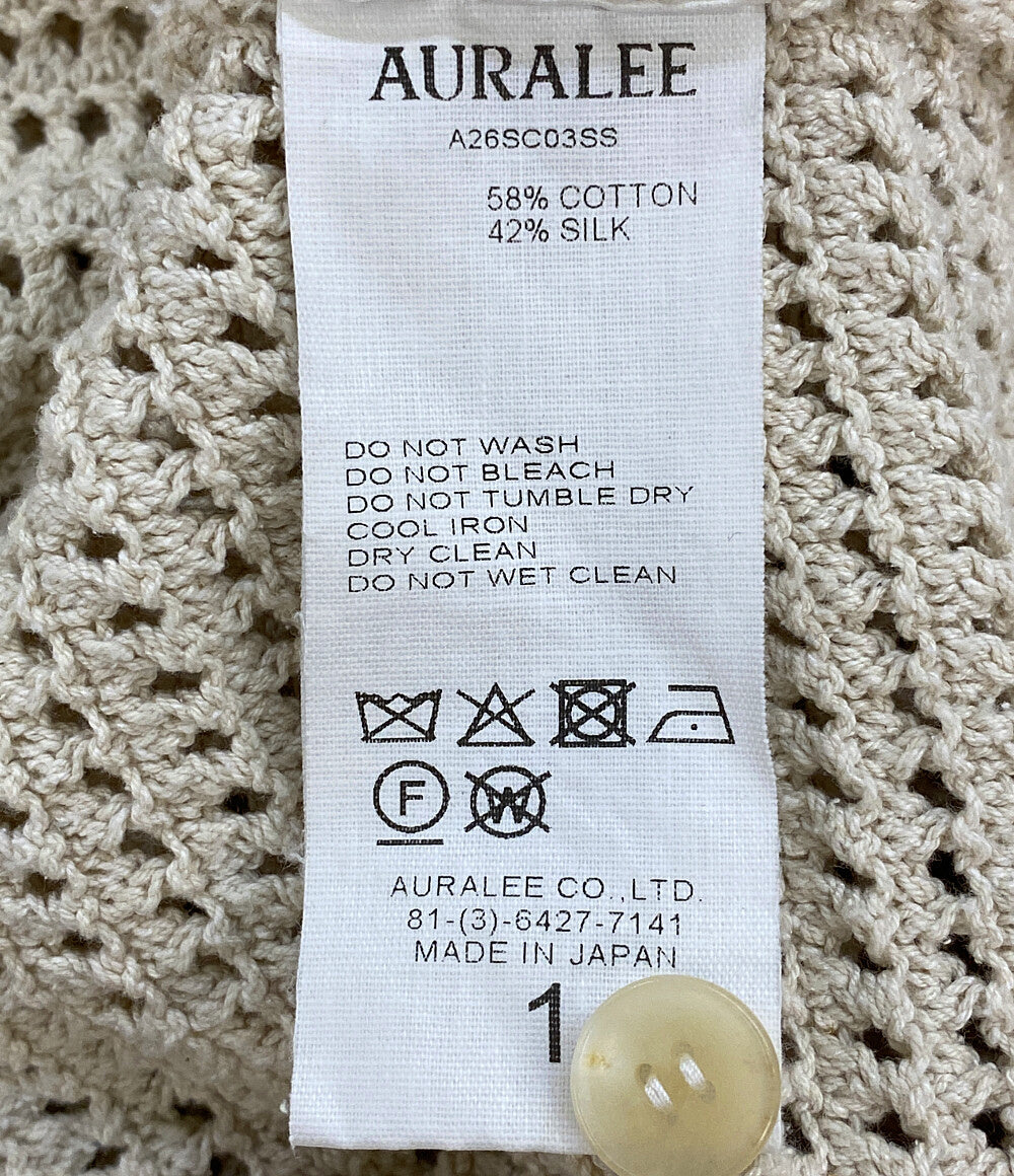 美品 AURALEE メッシュニットカーディガン アイボリー 26SS A26SC03SS