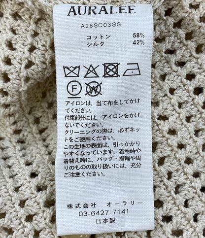 美品 AURALEE メッシュニットカーディガン アイボリー 26SS A26SC03SS レディース SIZE 1 オーラリー