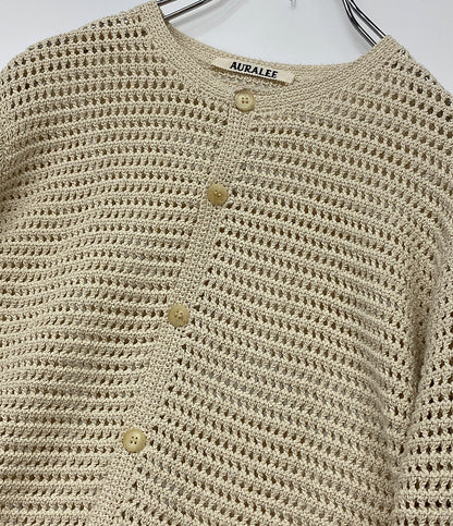 美品 AURALEE メッシュニットカーディガン アイボリー 26SS A26SC03SS レディース SIZE 1 オーラリー