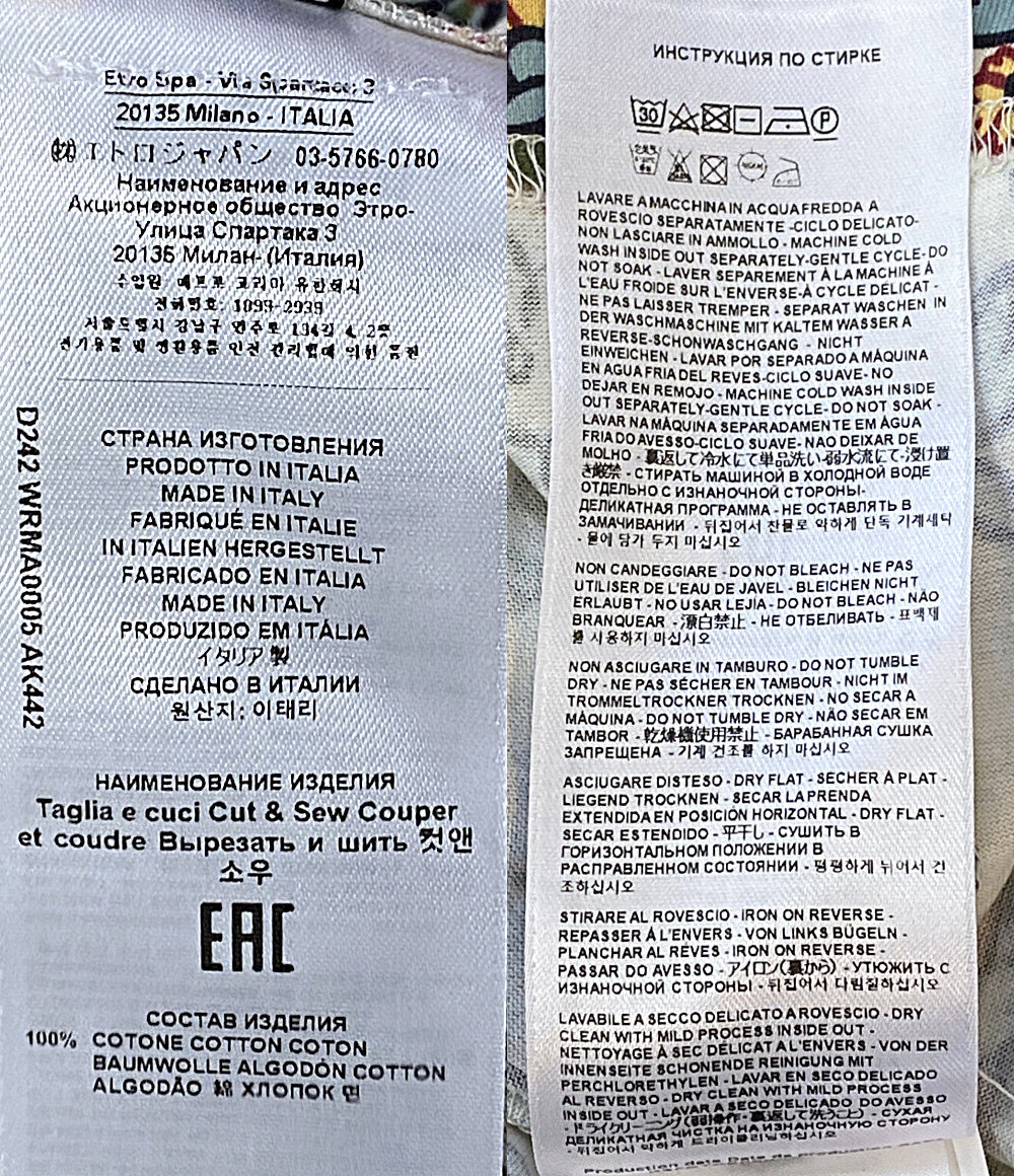 美品 ETRO 半袖Tシャツ ペイズリー柄 M半袖T ベージュ メンズ SIZE XS