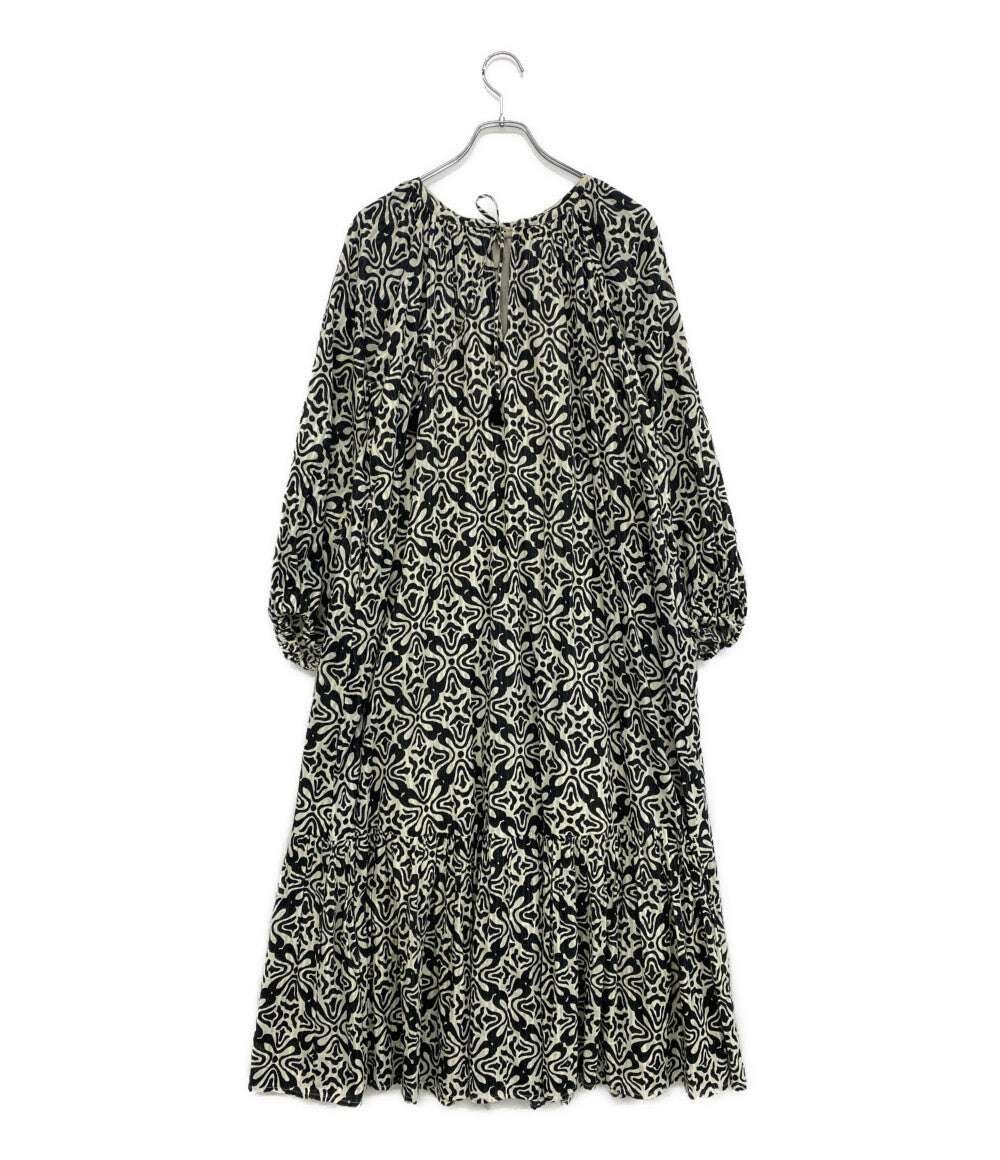 Sara mallika 長袖ワンピース 幾何学総柄 ラメ糸 020451SG3 レディース SIZE M サラ マリカ