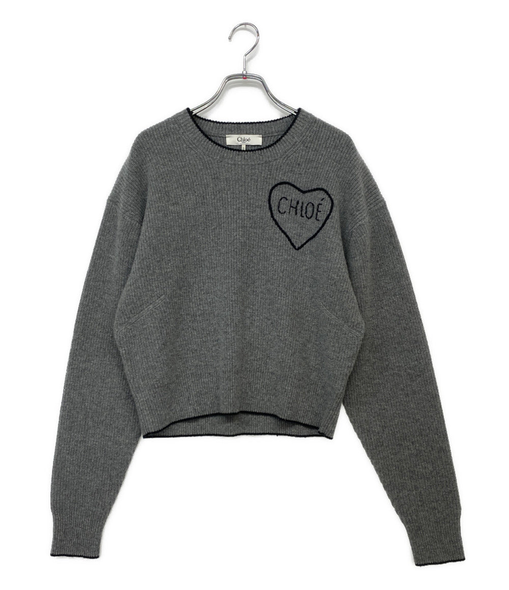 Chloe 長袖ニット ハートアップリケ CH26SMP レディース SIZE L クロエ