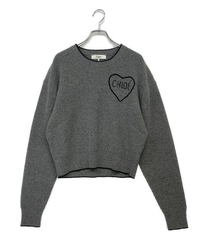 Chloe 長袖ニット ハートアップリケ CH26SMP レディース SIZE L クロエ