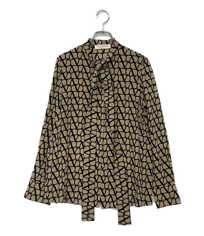 VALENTINO ボウタイブラウス Vロゴ シルク レディース SIZE 36 ヴァレンチノ