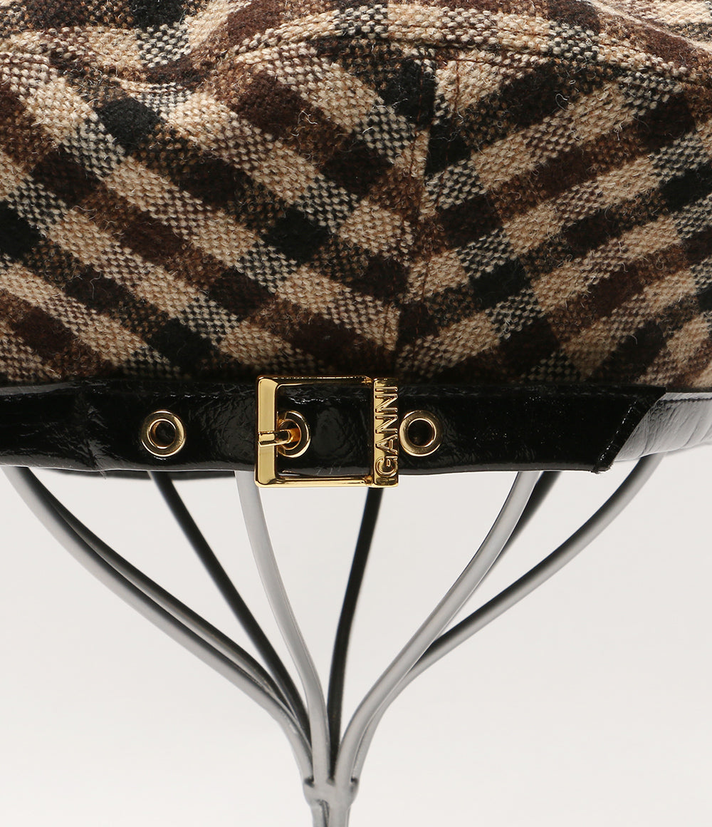 GANNI ベレー帽 Checked Wool Mix Beret 25SS A6669 レディース ガニー