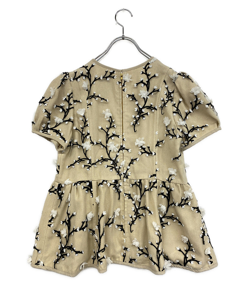 seven ten by Miho Kawahito セブンテン バイミホカワヒト ツイード刺繍トップス チュール フラワー ブラウス 6S119 レディース SIZE S
