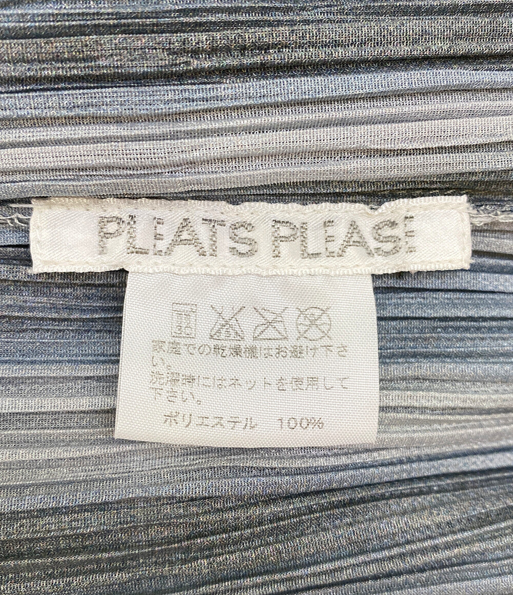 美品 PLEATS PLEASE 七分袖シャツ グレー グラデーション PP51-JJ643 レディース SIZE 3 プリーツプリーズ