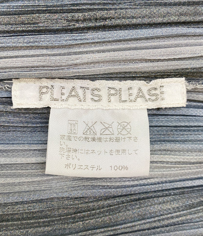 美品 PLEATS PLEASE 七分袖シャツ グレー グラデーション PP51-JJ643 レディース SIZE 3 プリーツプリーズ