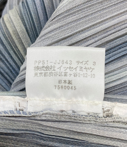 美品 PLEATS PLEASE 七分袖シャツ グレー グラデーション PP51-JJ643 レディース SIZE 3 プリーツプリーズ